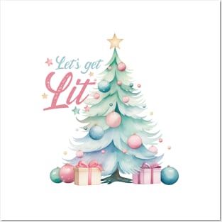 Let's get LIT - Watercolor Christmas Tree Posters and Art